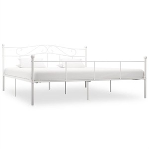 Bed Frame White Metal 180x200 cm