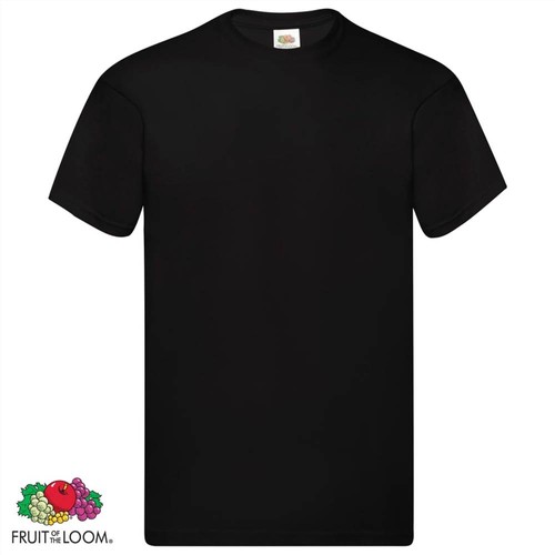 Fruit of the Loom Original T-shirts 5 pcs Black XXL Cotton