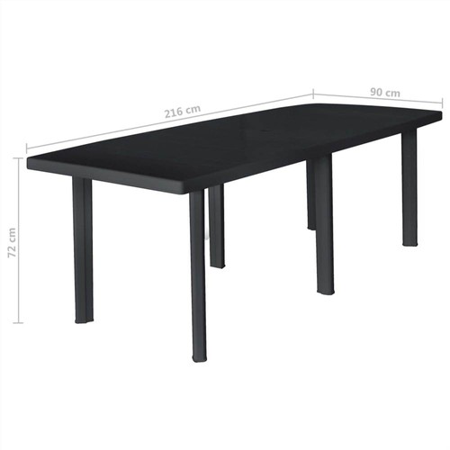 Garden Table Anthracite 216x90x72 cm Plastic