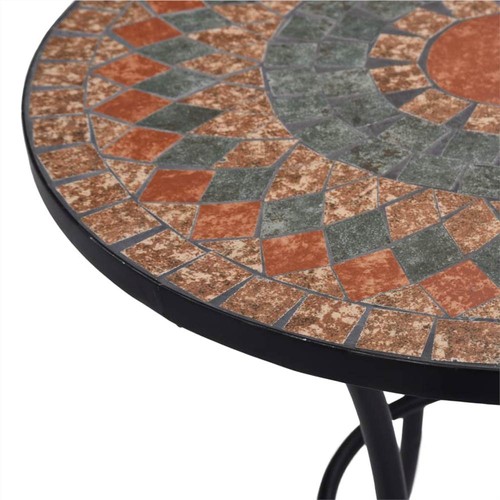 Mosaic Bistro Table Orange/Grey 60cm Ceramic