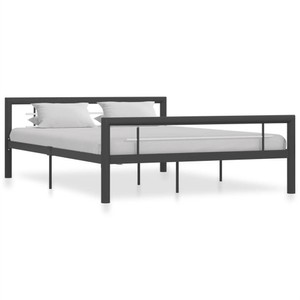Bed Frame Grey and White Metal 140x200 cm