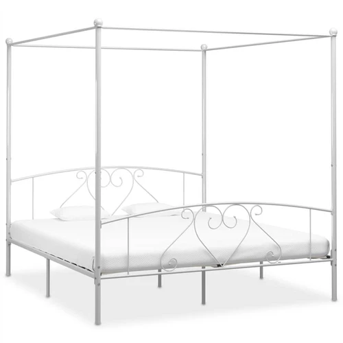 Canopy Bed Frame White Metal 6ft Super King, Metal Canopy Bed Frame King
