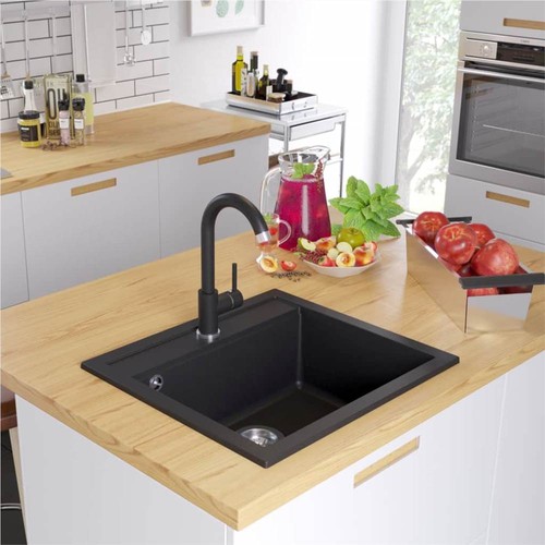 Granite Kitchen Sink Single Basin Black