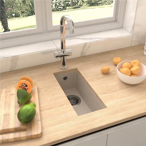 Fregadero De Cocina Con Rebosadero Ovalado Granito Beige con