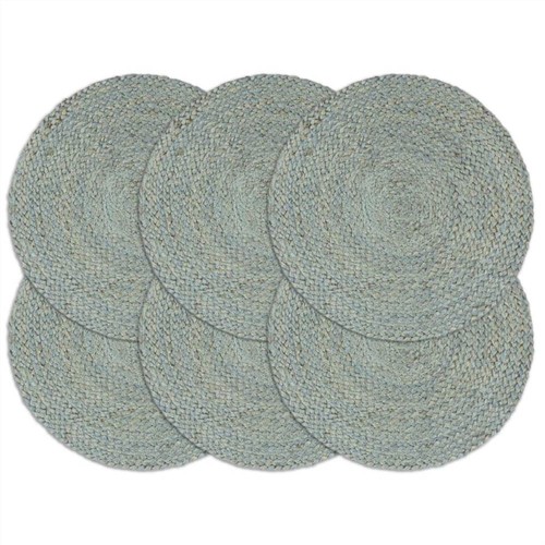 Placemats 6 Pcs Plain Olive Green 38 Cm Round Jute