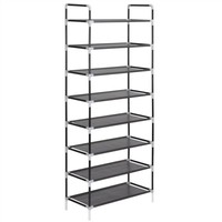 Shoe Rack with 8 Shelves Metal and Nonwoven Fabric Black