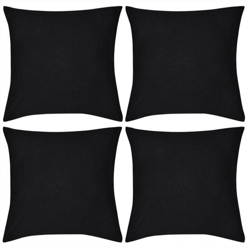 4 Black Cushion Covers Cotton 40 x 40 cm