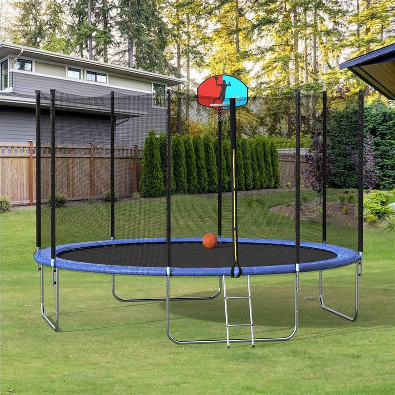 12FT Trampoline with Safety Enclosure Net Blue