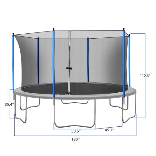 15FT Large Fitness Trampolines Blue