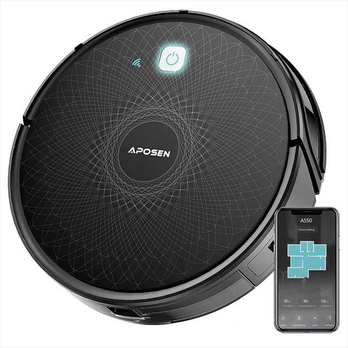 APOSEN A550 Ultra-thin Robot Vacuum Cleaner Integrated Sweeping and Mopping 6D Anti-collision Infrared Sensor 2500 mAh Lithium Battery APP Control - Black