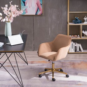 Velvet Rotating Chair Height Adjustable Brown 