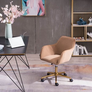 Velvet Rotating Chair Height Adjustable Brown