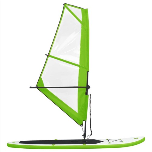 Aufblasbares Stand Up Paddleboard mit Segelset Grün und Weiß