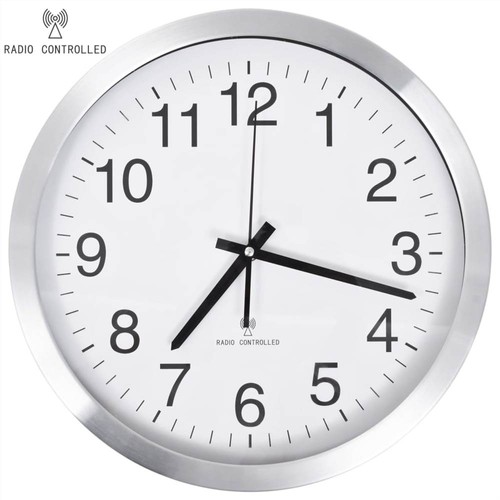 Radio Controlled Wall Clock with Quartz Movement Metal 35 cm