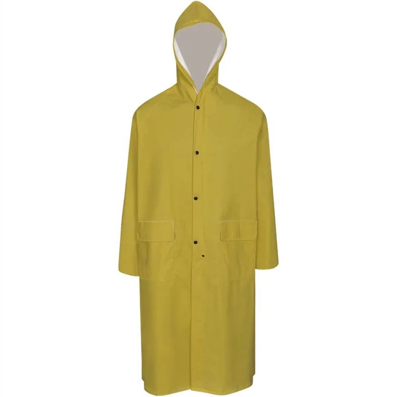 Waterproof Heavy duty Long Raincoat with Hood Yellow L