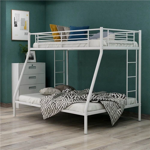 Size Metal Bunk Bed Frame With Stairs, Twin Over Queen Bunk Bed Metal