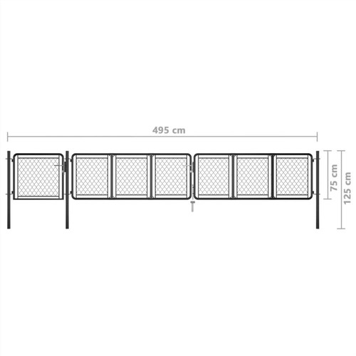 Garden Gate Steel 75x495 cm Anthracite