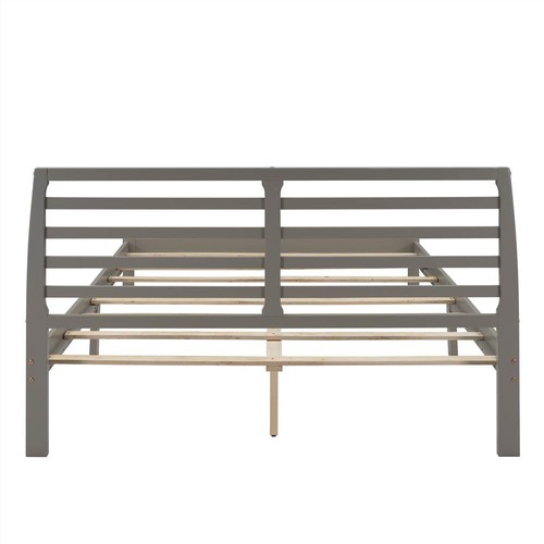 Queen Size Wooden Bed Frame Simple Modern Design Gray