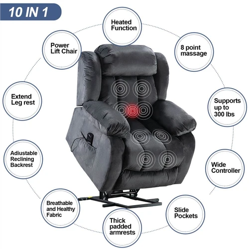Power Massage Lift Recliner Chair with Heat & Vibration for