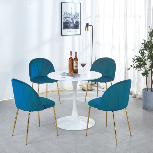 Set tavolo da pranzo 5 pezzi, con 4 sedie schienale azzurro
