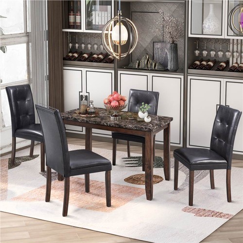 Faux Marble Dining Table Set, Faux Marble Dining Table Set For 4