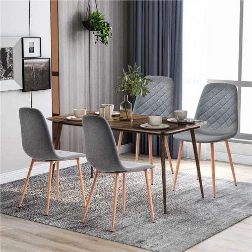 Pu Leather Dining Chair Set Of 4 Gray, Gray Leather Dining Chairs Set Of 4