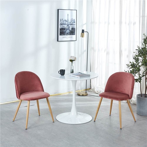 3 Pieces Dining White Table Set with 2 Pink Chairs