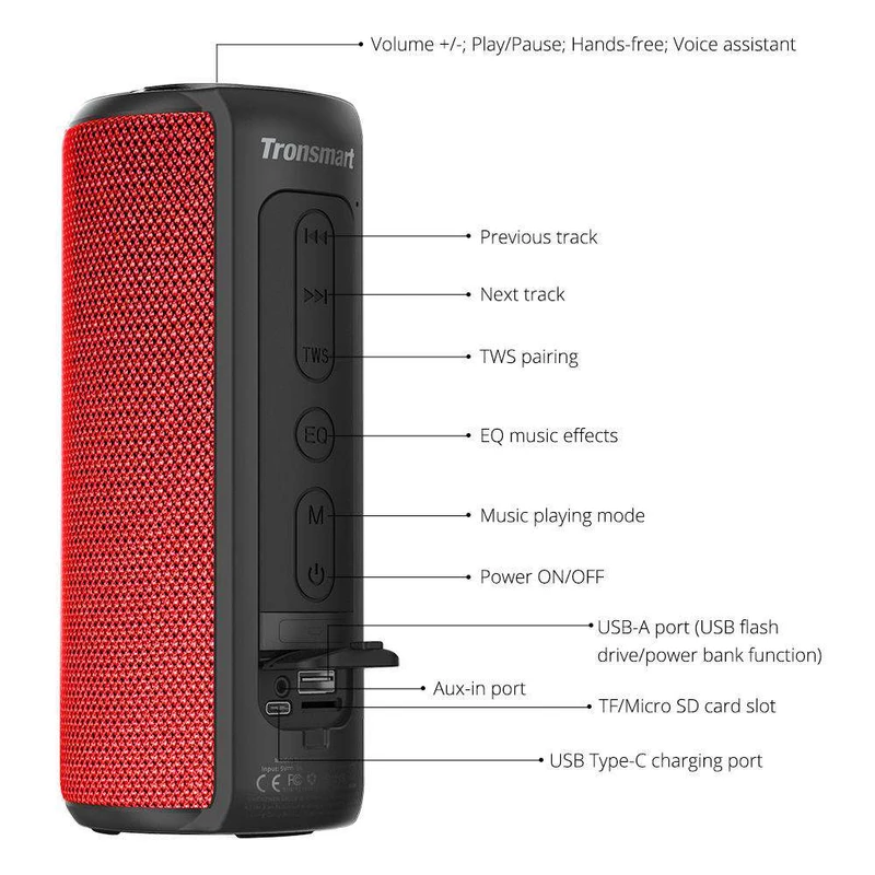 Tronsmart Element T6 Plus Bluetooth Speaker Red