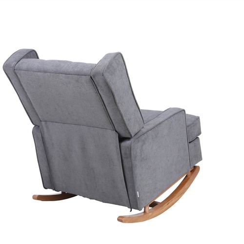 COOLMORE Linen Upholstered Rocking Chair with High Backrest Dark Grey
