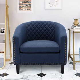 COOLMORE 1-Seat Linen Upholstered Sofa Navy  