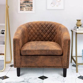 COOLMORE 1-Seat Linen Upholstered Sofa Brown