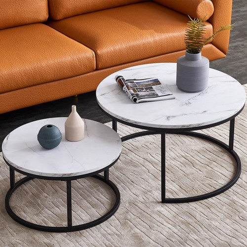 31 5 Modern Nesting Coffee Table Set With Wooden Tabletop Black