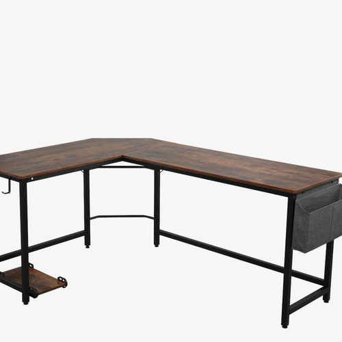 Home Office L-Shape Corner Wooden Computer Desk Brown