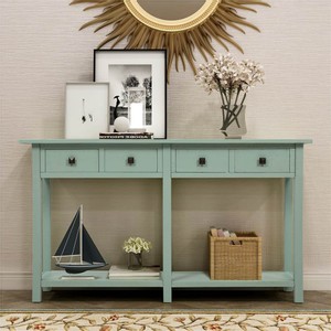 TREXM 59 Rustic Console Table with 4 Drawers Blue