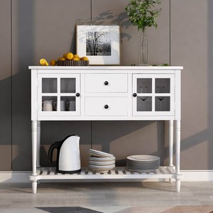 TREXM 42 Console Table with 2 Storage Drawers White