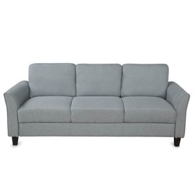 3-Seat Linen Fabric Sofa with  Plastic Feet Gray