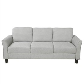 3-Seat Linen Fabric Sofa with  Plastic Feet Light Gray