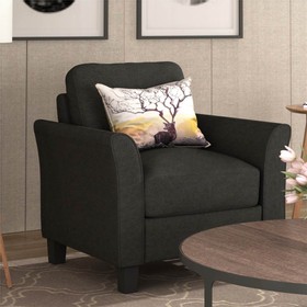 1-Seat Linen Upholstered Sofa with Armrest and Backrest Black 