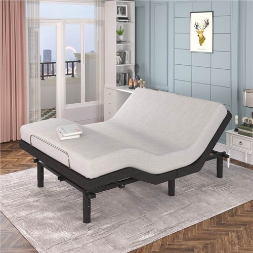 Full-Size Steel Interactive Dual Massage Bed Frame Black