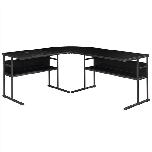 Home Office 67" LShaped Computer Desk with Tiltable Tabletop Black
