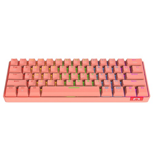 Ajazz STK61 61key Kabel- / Bluetooth-Dual-Modus-Rotschalter Mechanische Tastatur mit mehrfarbiger Hintergrundbeleuchtung - Pfirsichrot