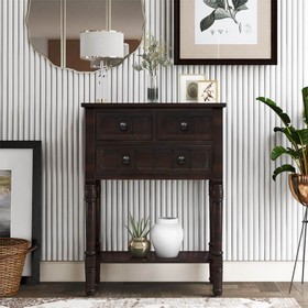 TREXM 23" Wooden Console Table with 3 Storage Drawers Espresso