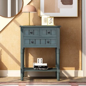 TREXM 23" Wooden Console Table with 3 Storage Drawers Navy