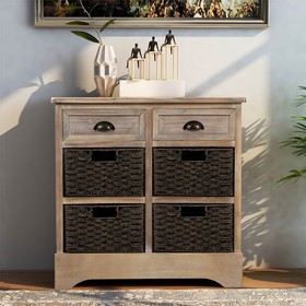 TREXM 28" Rustic Wooden Console Table with 2 Drawers White Washed