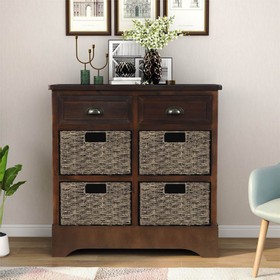 TREXM 28" Rustic Wooden Console Table with 2 Drawers Espresso