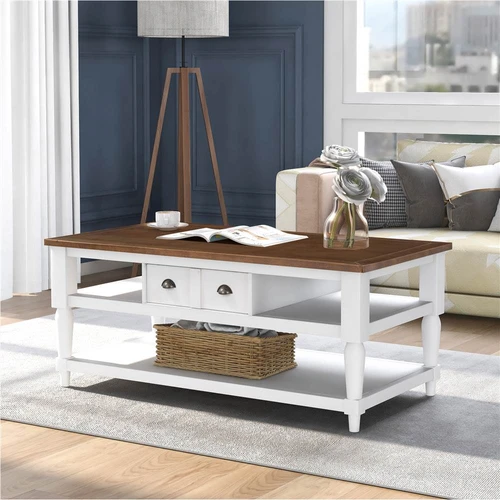U Style Wooden Coffee Table With, Coffee Table Drawer Knobs