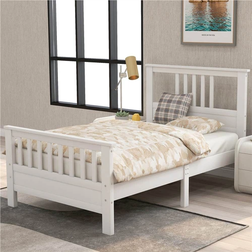 Twin Size Wooden Platform Bed Frame, Wood Bed Frame With Headboard And Footboard