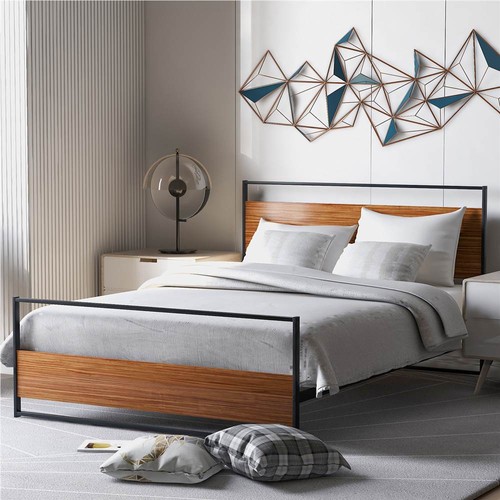 Full Size Metal Platform Bed Frame With, Full Size Metal Platform Bed Frame With Wood Slats