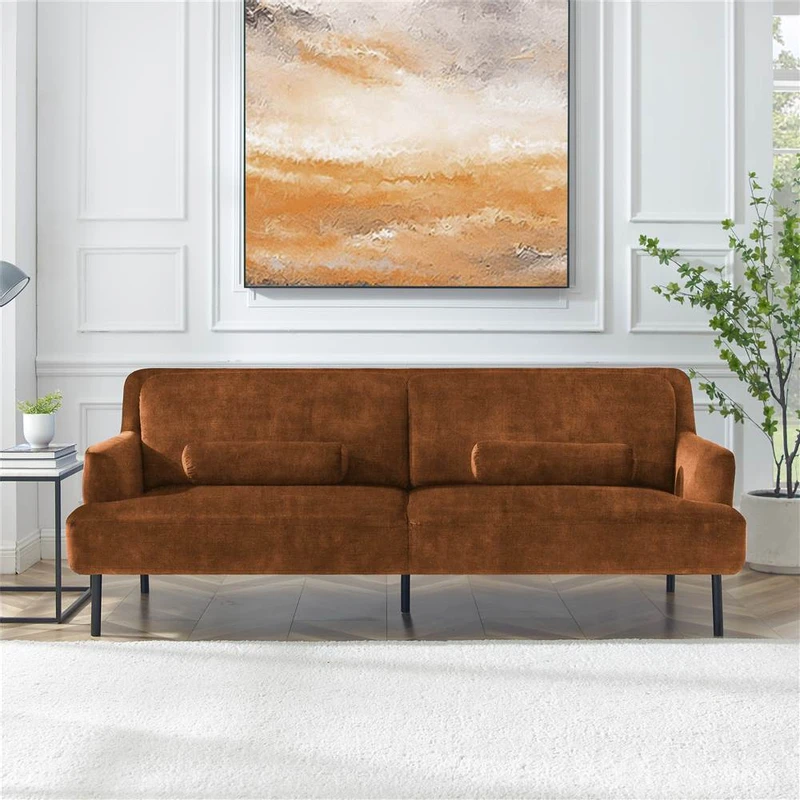 Caramel velvet sofa sales