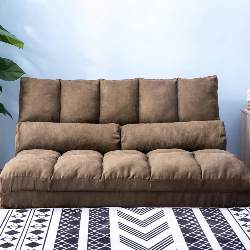 70-дюймовый 2-местный напольный диван-кровать с 2 подушками коричневогоцвета